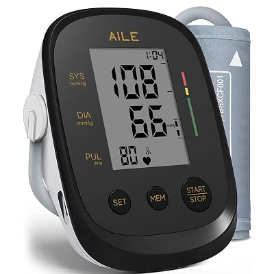 AILE Blood Pressure Monitor, Blood Pressure Machine Upper Arm Large Cuff(8.7"-16.5"), High Automatic Blood Pressure Monitors Cuff for Home Use, Manual Arm Bp Monitor, 2 * 99 Memory (Black)