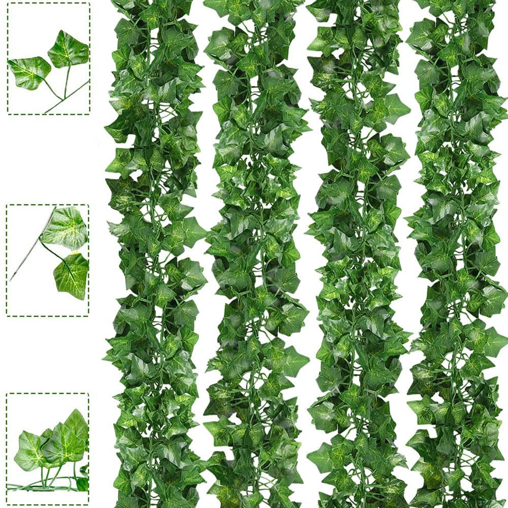 24 Pack Artificial Ivy Garland, Fake Ivy Leaves, Fake Vines Artificial Ivy UV, Fake Plants Artificial Leaves Ivy Garland Artificial Hanging Plants For Wedding Party Room Office Garden Wall Decoration