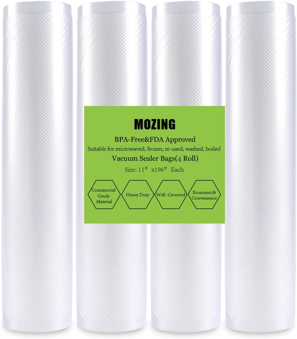 Mozing Vacuum Sealer Bags, Commercial Grade bag for Foodsaver and Seal a Meal Vac Sealers, BPA-free and FDA Approved (4 rolls)