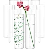 12 Pack Glass Cylinder Vases 12 Inch Tall Clear Flower Vase for Centerpieces, Hurricane Floating Candle Holder Wedding Decorations, Floral Vase Bulk for Table Shelf Party Home Deco (12 x 3.35 Inch)