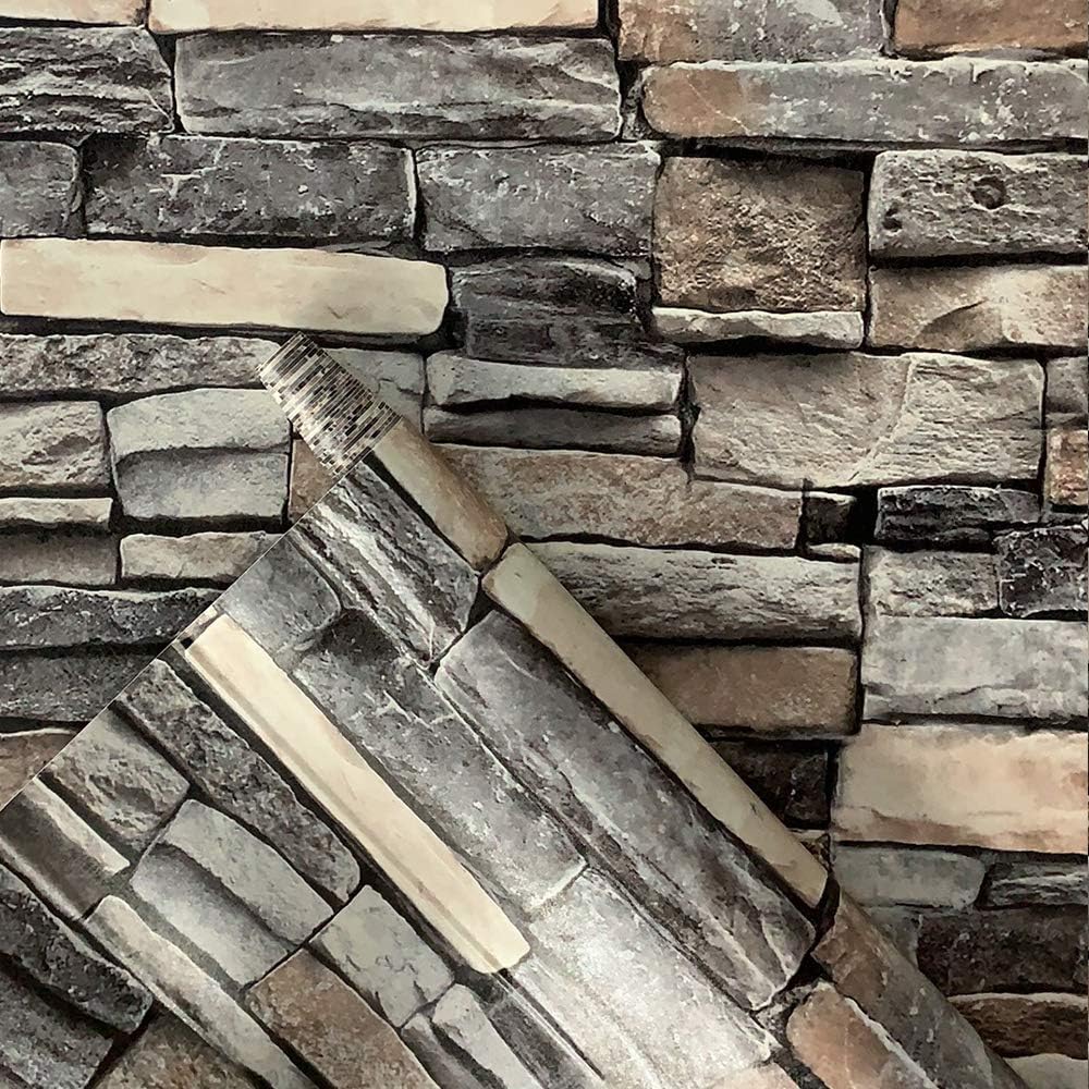 Brick Wallpaper Peel and Stick 3D Wallpaper Faux Stone Brick Peel and