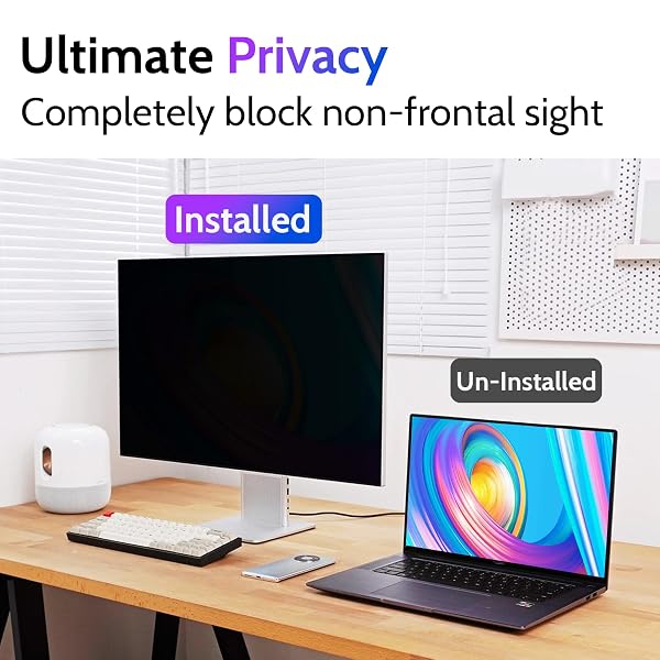 PESLV PRIVACY SCREEN FOR COMPUTER MONITOR 23.8 INCH 16:9 ASPECT RATIO, ANTI BLUE LIGHT GLARE REMOVABLE 23.8 IN PRIVACY SCREEN FILTER PROTECTIVE FILM, HD 23.8 INCH PRIVACY SCREEN PROTECTOR FOR MONITOR