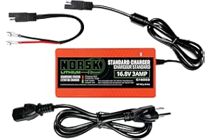 Norsk Lithium 16.8V 3A LiFePO4 Battery Charger | Standard Charging Block with LED Indicator | Compatible with 14.8V 20AH, 30A