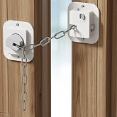 Yeya Child Proof Door Lock with Adjustable Straps, 1 Pack | Window Guards for Children &amp; Dogs, Sliding Door Safety Latch, For Baby, Dementia and Pets,White