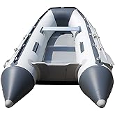 Newport 8ft 10in Dana Inflatable Sport Tender Dinghy Boat - 3 Person - 10 Horsepower - USCG Rated, White/Gray