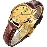 OLEVS Women's Business Dress Watches for Ladies Female Brown Leather Strap Small Face Dress Analog Quartz Wrist Watch with Calendar Day Date Waterproof Luminous Gift Classic Casual Retro Band