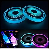 2PCS LED Car Cup Holder Lights, Light up Car Coasters for Cup Holders 7 Color-Changing Light Up Cup Holder Insert Coasters, Waterproof Car Accessories for Teens, Car Gifts for Men & Women