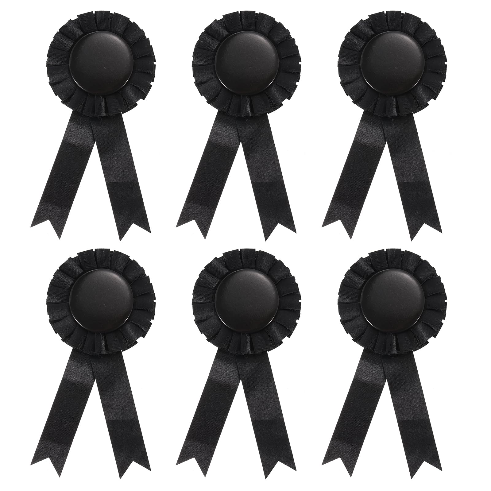 PATIKIL Blank Award Ribbon, 6 Pcs Rosette Ribbon Honorable Prize Recognition Ribbon for DIY, Party, Wedding, Competition, Sport, Black