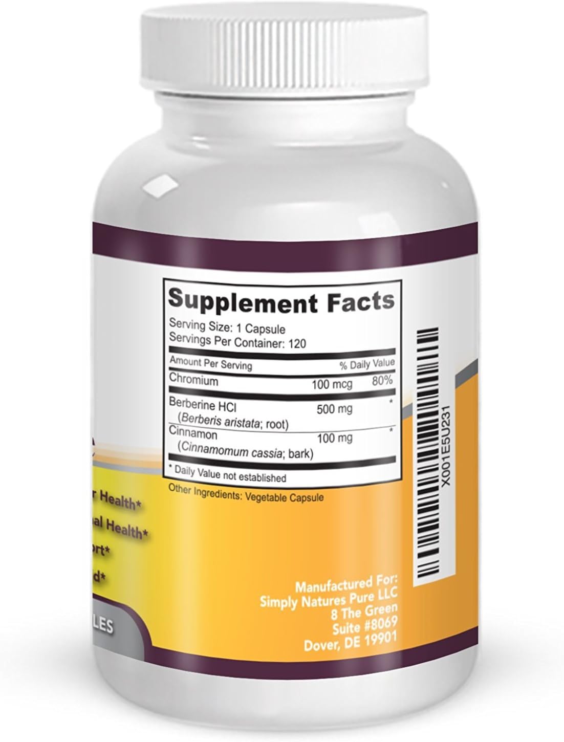 Premium Berberine HCl 500mg 240 Capsules Cardiovascular