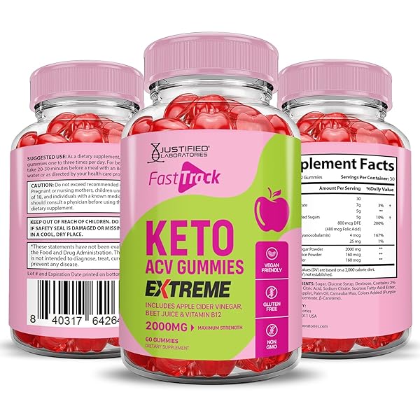 FAST TRACK KETO ACV GUMMIES EXTREME 2000MG FASTTRACK KETO GUMMIES APPLE CIDER VINEGAR FORMULATED WITH POMEGRANATE BEET JUICE POWDER B12 VEGAN NON GMO 60 GUMMYS