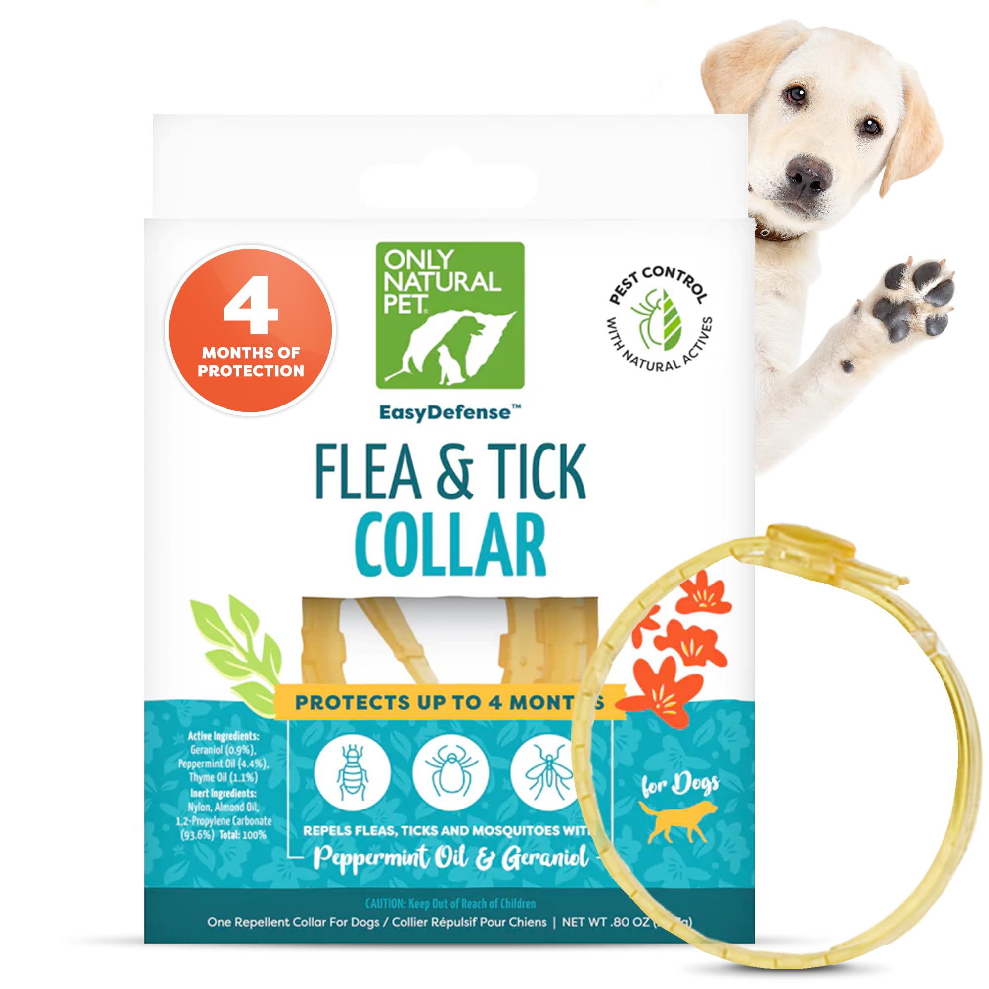 Photo 1 of Only Natural Pet EasyDefense Flea & Tick Dog Collar - Canine Flea Control Collars - One Size Fits All - Pet Care That Protects up to 4 Months - for Dogs (Single Collar)