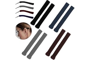 YMCCOOL Eyeglass Retainers, Soft Knitting Cotton Fabric Glasses Ear Grippers, Anti Slip Temple Tips, 55mm - 90mm, 4 Colors