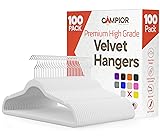 White Velvet Hangers 100 Pack – 360° Swivel