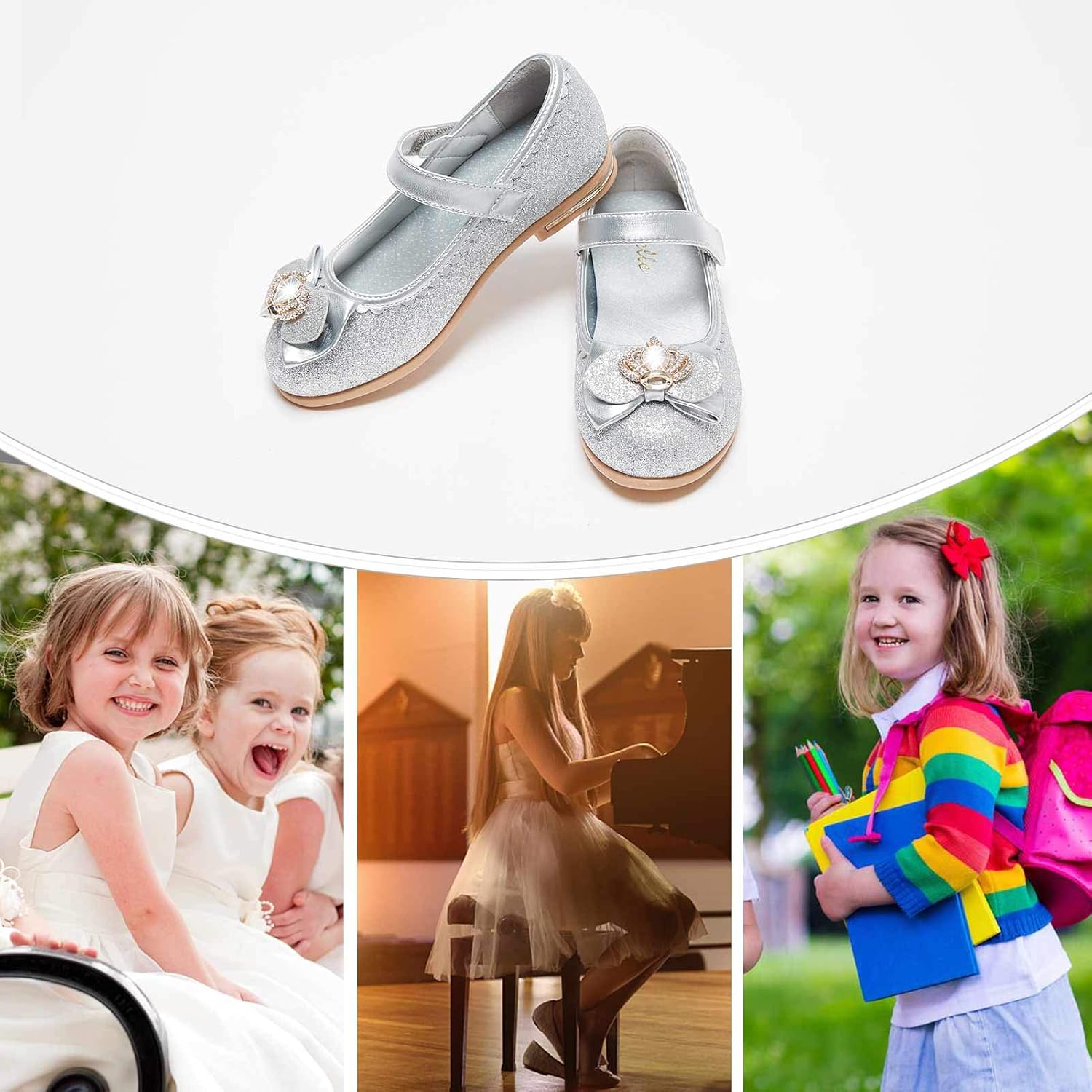 STELLE Girls Mary Jane Shoes Low Heel Party Dress Shoes for Kids: Shoes