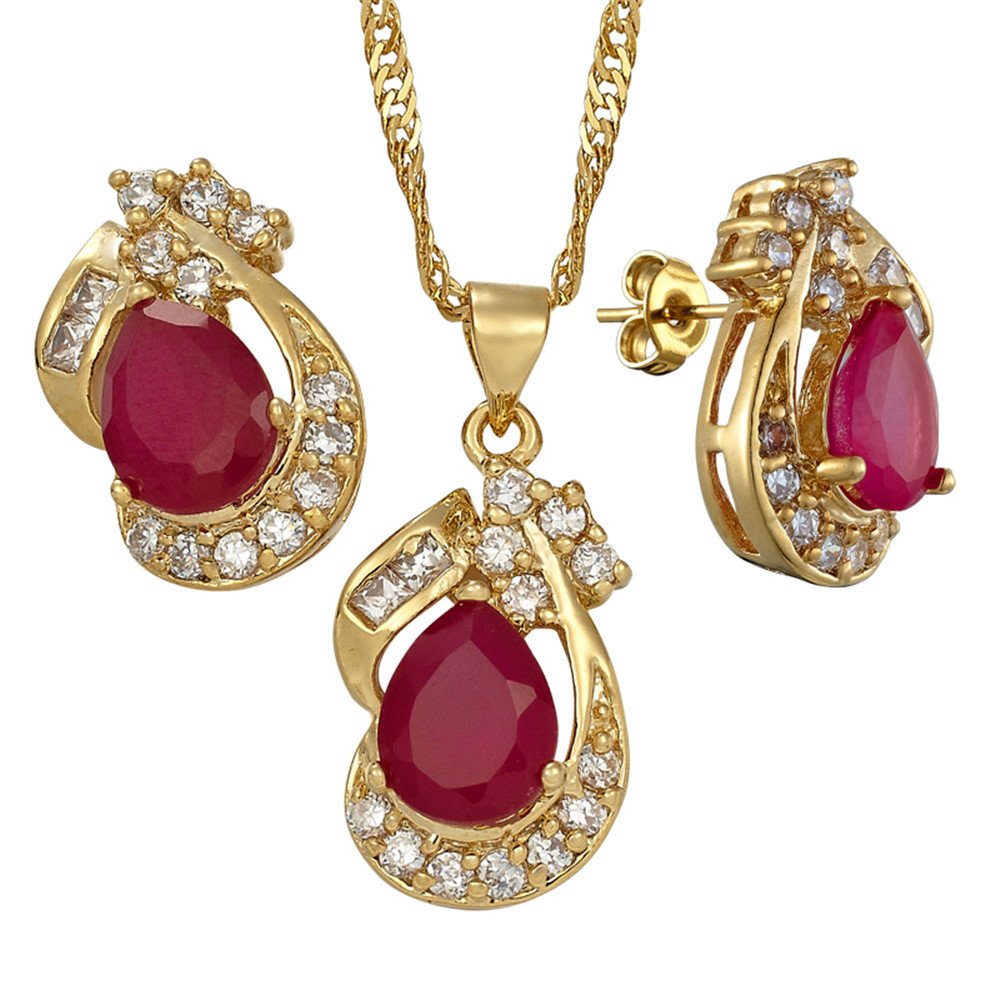 Rizilia Teardrop Jewellery Set Pendant with 45cm(18") Chain & Stud