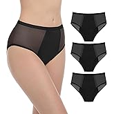 AIRCUTE Washable Women Urine Incontinence Underwear Leak Proof Panties for Postpartum Bladder Leak with 50 ml Absorbency 3 Pack (Black, XL)