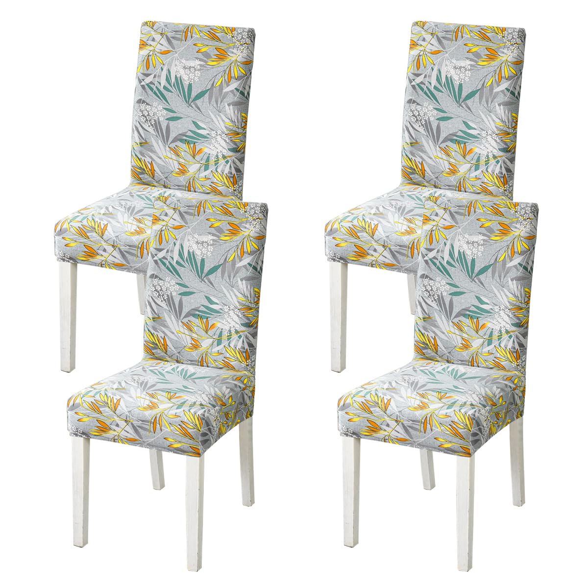 HZDHCLH Chair Covers Set of 4/6 Stretch Modern Chair Slipcovers for Dining Room Kitchen Wedding Party Washable Chair Protector(Colored leaves,4pcs) — image 1