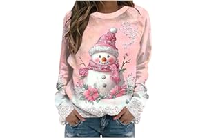 Christmas Sweatshirt for Women Crewneck Cute Cat Printed Long Sleeve Shirt Xmas Holiday Party Pullover Sweater Tops