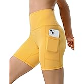 YUNOGA Womens High Waist Biker Shorts with Pockets 6"/8" Yoga Shorts Gym Workout Running Spandex Shorts