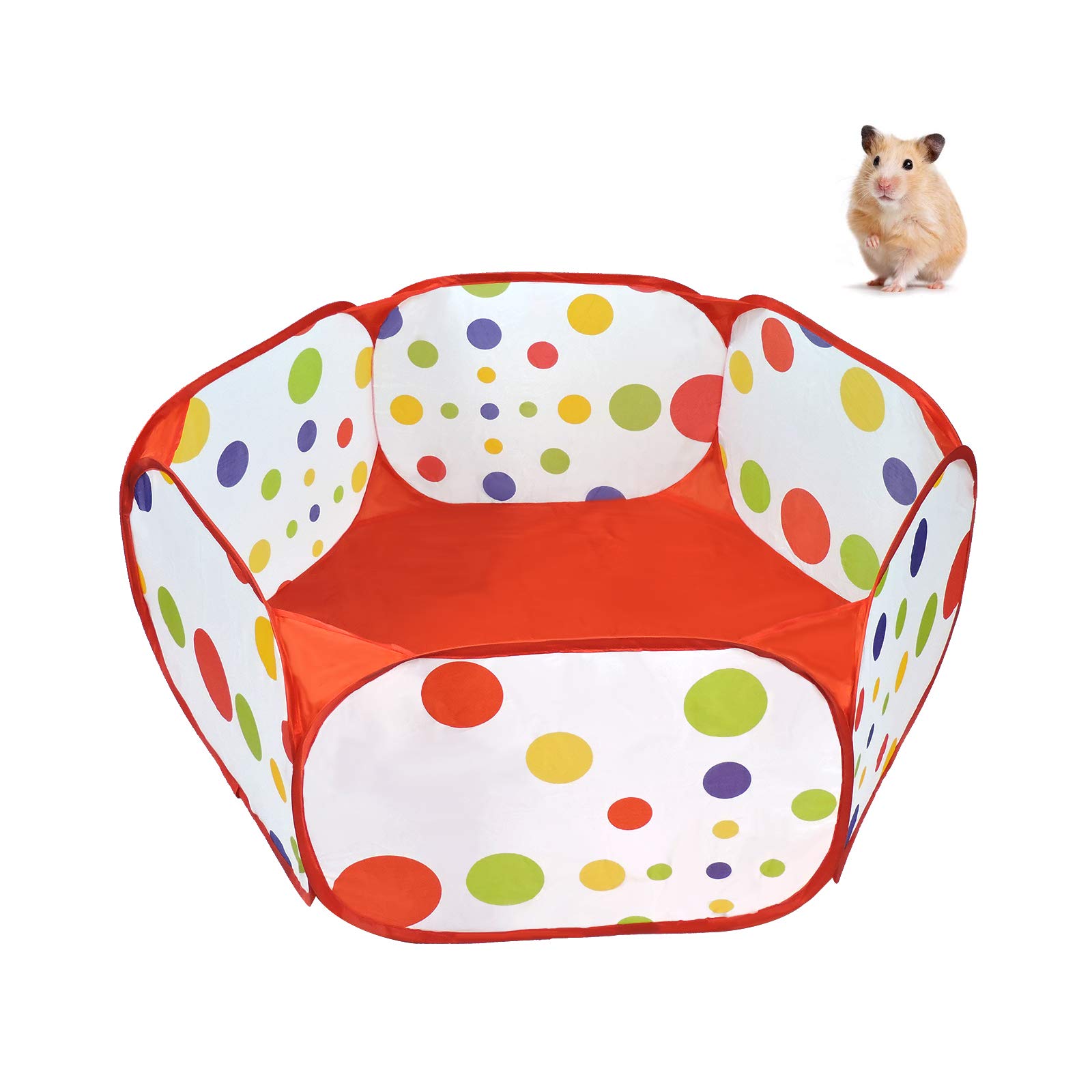 Andiker Small Animal Playpen, Portable Outdoor Exercise Fence Pop-Up Yard Fences, Foldable Pet Tent Play Pen for Guinea Pig, Hamster, Chinchillas and Hedgehogs, Rabbits (Red)