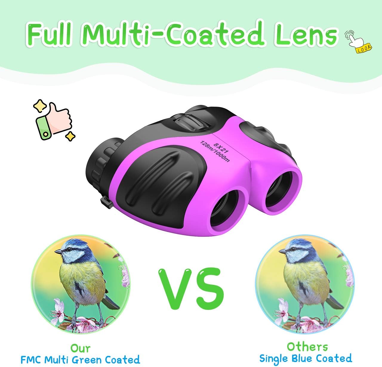 Dreamingbox Gifts for Girls Age 3-12, Compact Binocular for Kids Toys for 3-12 Year Old Girls Boys 2020 New Xmas Gifts for 3-12 Year Old Boys Small Binoculars Stocking Fillers Purple TGUS006: Sports & Outdoors