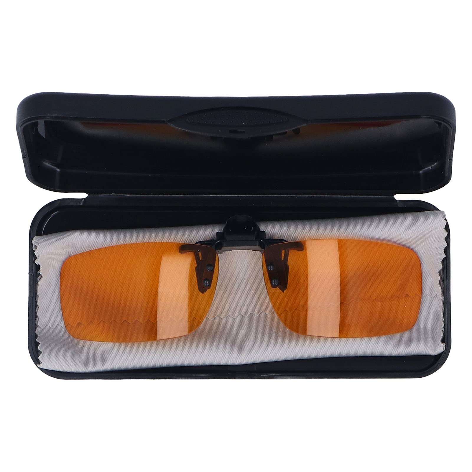 Clip On Blue Light Blocking Glasses UV400 180 Degree Flip Design Orange Lens Rectangle Eyewear for Computer Use Digital Eye Strain Relief