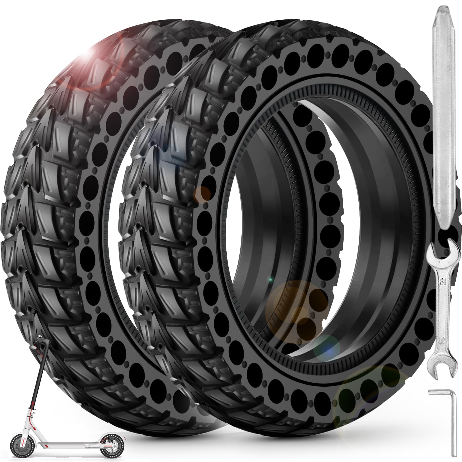 BANGTING 2PCS 50/75-6.1 Solid Tyre for Electric Scooter, 8.5x2 inch E Scooter Tyres, 8 1/2 x2 Replacement Tire Compatible with Xiaomi 3 Lite / 3 / Pro 2 / 1s / M365 / M365 Pro (Black)