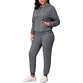 CLOCOR Womens 2 Piece Outfits Sweatsuits - Tracksuit Set Long Sleeve Crop Top & Drawstring Wide Leg Pants with Pockets