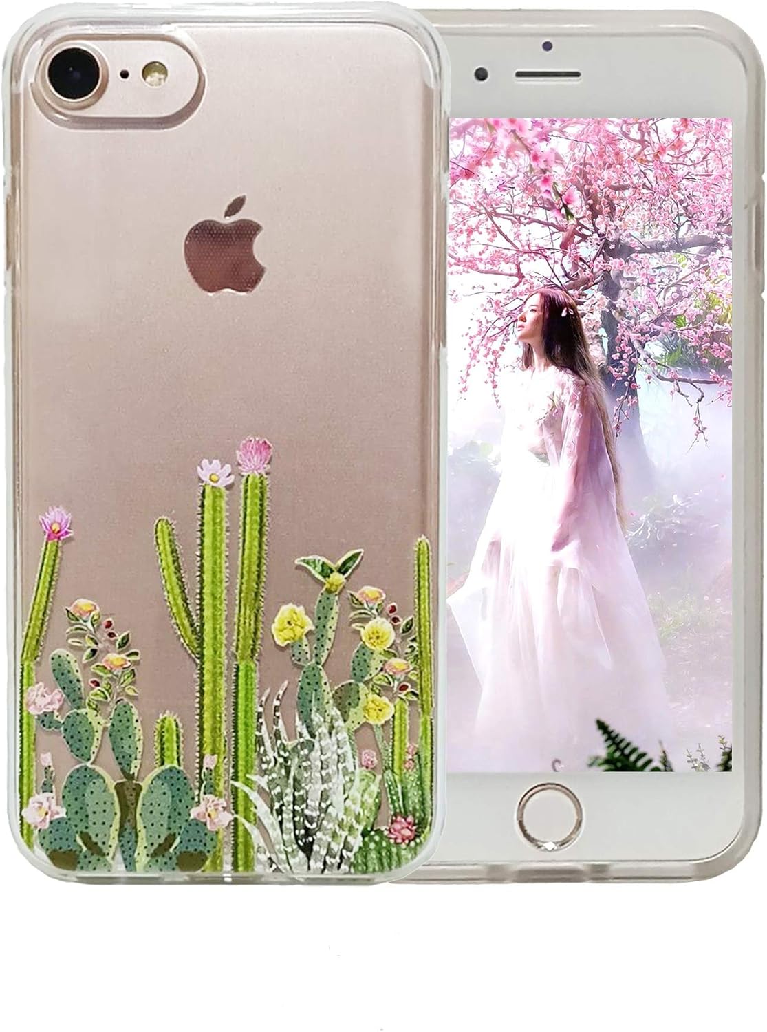 4.7 inch iPhone 7 Case, iPhone 8 Case, iPhone 7 Case for Women,Flowers Clear Design Plastic Back Case with TPU Protective Case Cover for iPhone 7(2016)/ iPhone 8 (2017)