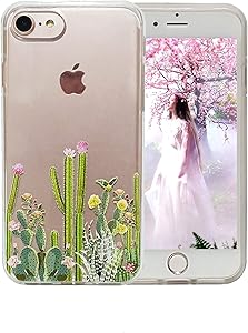 4.7 inch iPhone 7 Case, iPhone 8 Case, iPhone 7 Case for Women,Flowers Clear Design Plastic Back Case with TPU Protective Case Cover for iPhone 7(2016)/ iPhone 8 (2017)