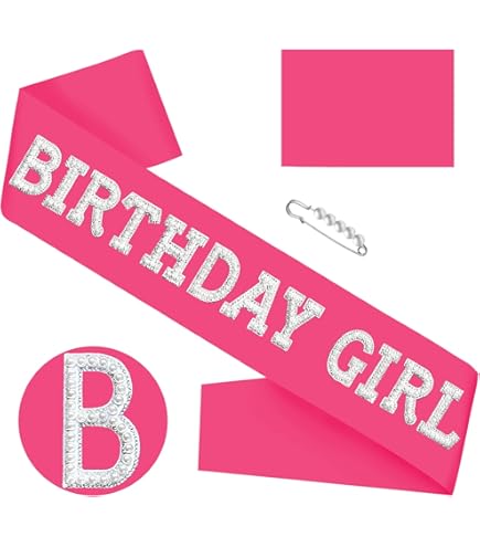 Birthday Girl Sash - White Satin With Pink Foil, 31.5 Inches | For 10th, 16th, 18th, 21st Birthday Parties