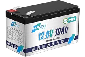 HRBEENERGY 12V 10AH LiFePO4 Battery Rechargeable Lithium Battery, Built-in 12A Reliable BMS Protection, 2000+ Deep Cycles,Special for Backup UPS, Ride on Toys, Home Alarm System, Camera, Scooter