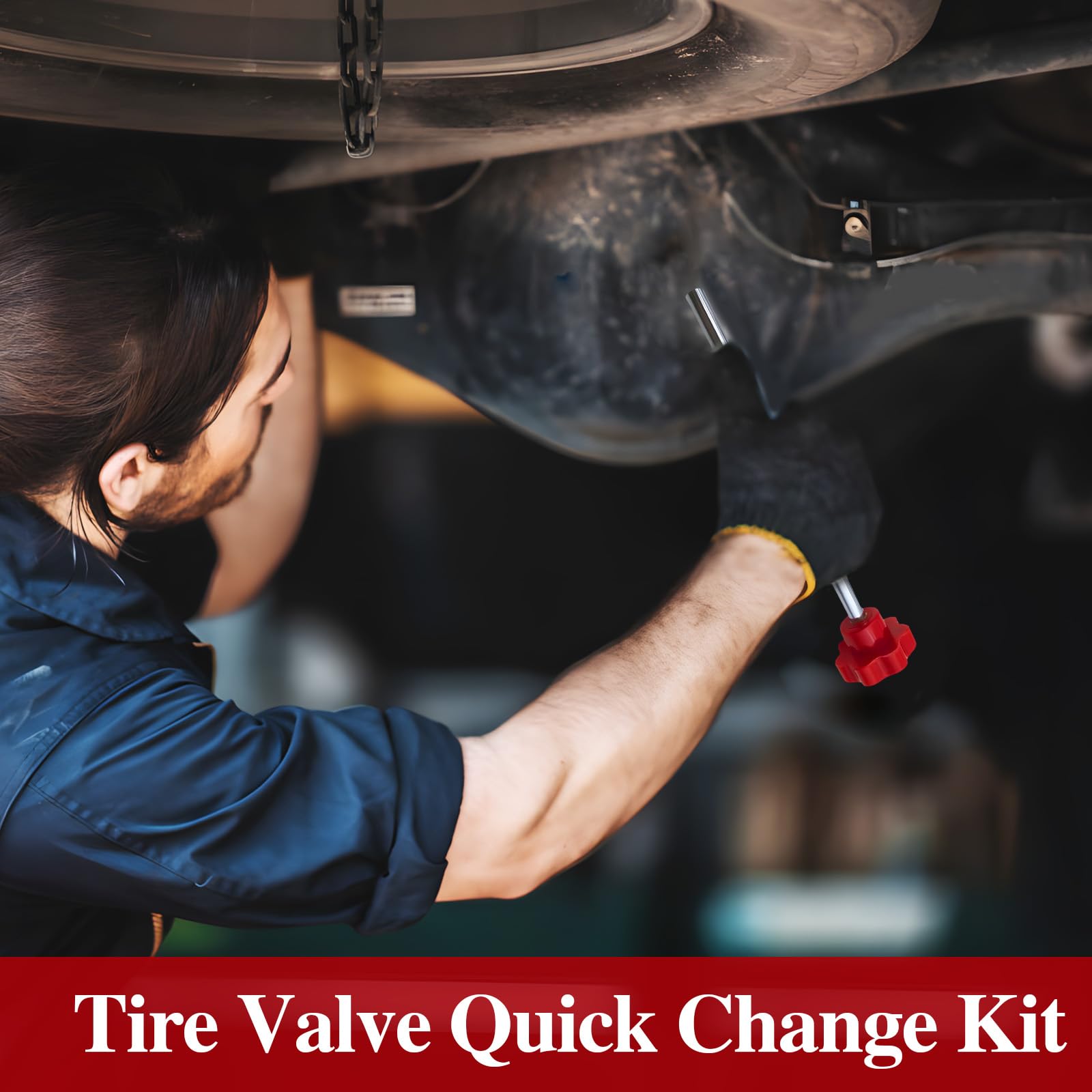 ZHAO GE 7 Stück Reifenventil Werkzeug Set, Ventil Installationswerkzeug Set, Vorbauabzieher, Hakenwerkzeug, Hilfswerkzeug und Handschuhe, für Auto, LKW 4