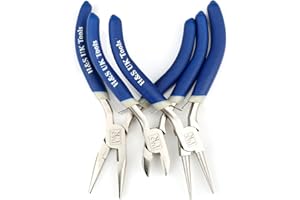 H&S Precision Pliers Set for Jewelry Making - Small Needle Nose Pliers Tools Set for Jewelry and Craft Making - 3 Mini Jewelers Pliers Set for Professional & Beginners