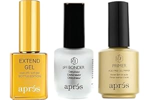 APRÉS Gel-X Professional Nail Kit - Gold Bottle pH Bonder, Acid-Free Primer, and Extend Soak Off Soft Gel Formula (15 ml each)