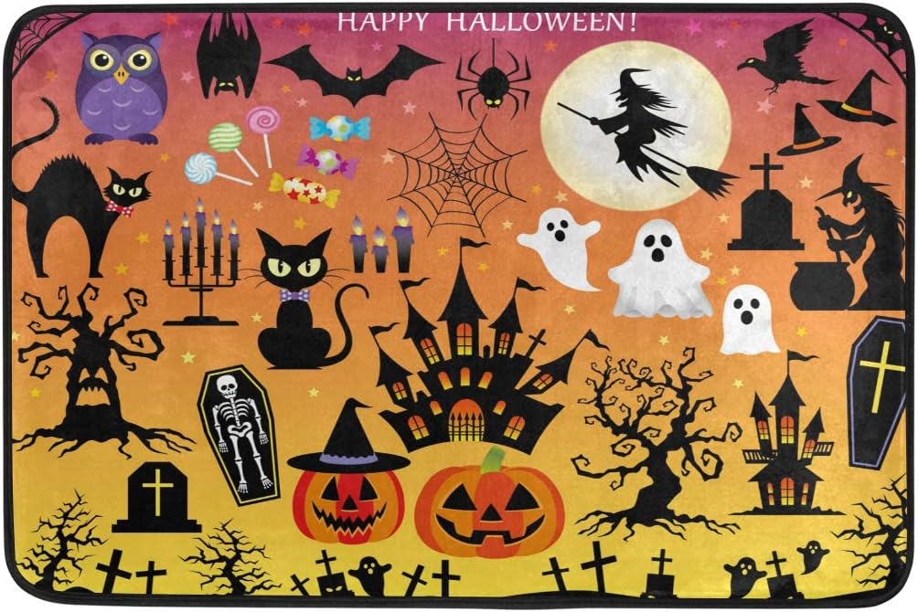 Felpudo de Halloween Spooky Ghost para puerta de interior de 59,9 x 39