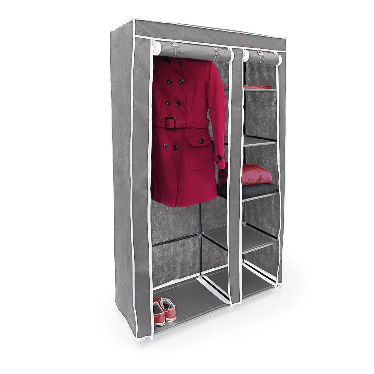 Relaxdays Armoire pliante avec housse Penderie avec revêtement en tissu