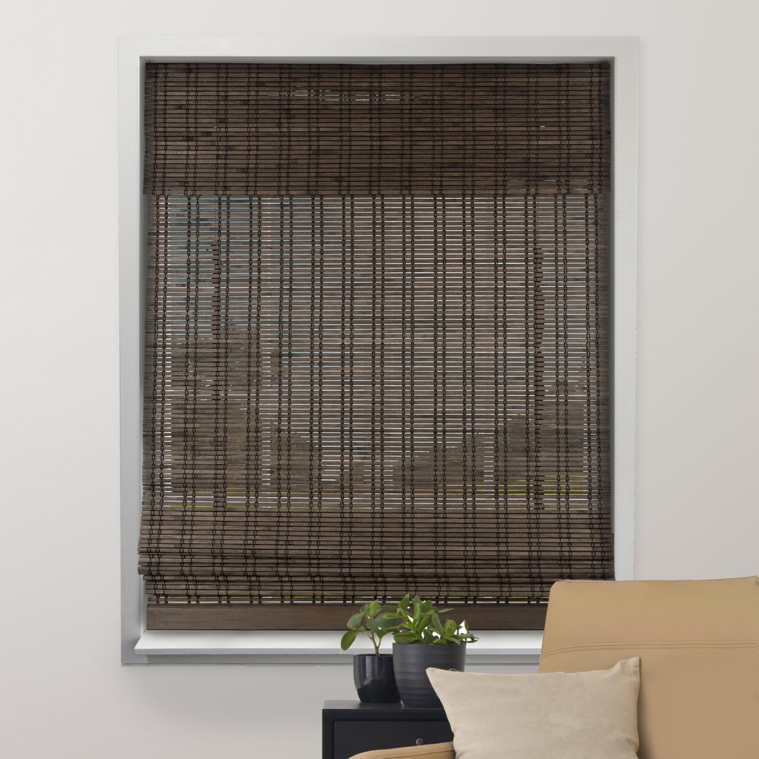 ARLO BLINDS Sheer Bamboo Roman Shades with Valance