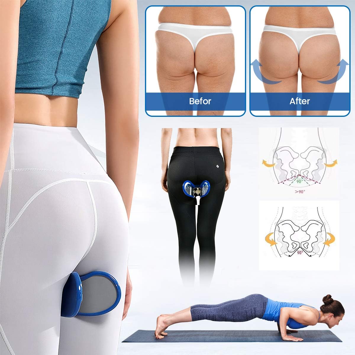 OUTERDO Super Kegel Exerciser, Pelvic Floor Muscle and Inner Thigh Exerciser-Tighten Thigh Muscle, Hip Trainer Buttocks Correction Bladder Control Device-Postpartum Rehabilitation: Sports & Outdoors