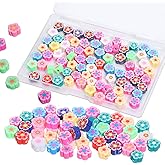 100 PCS Clay Flower Beads, Colorful Floral Polymer Clay Beads, Flower Bead for Jewelry Making, DIY Bracelet Earring Necklace Craft Making Supplies