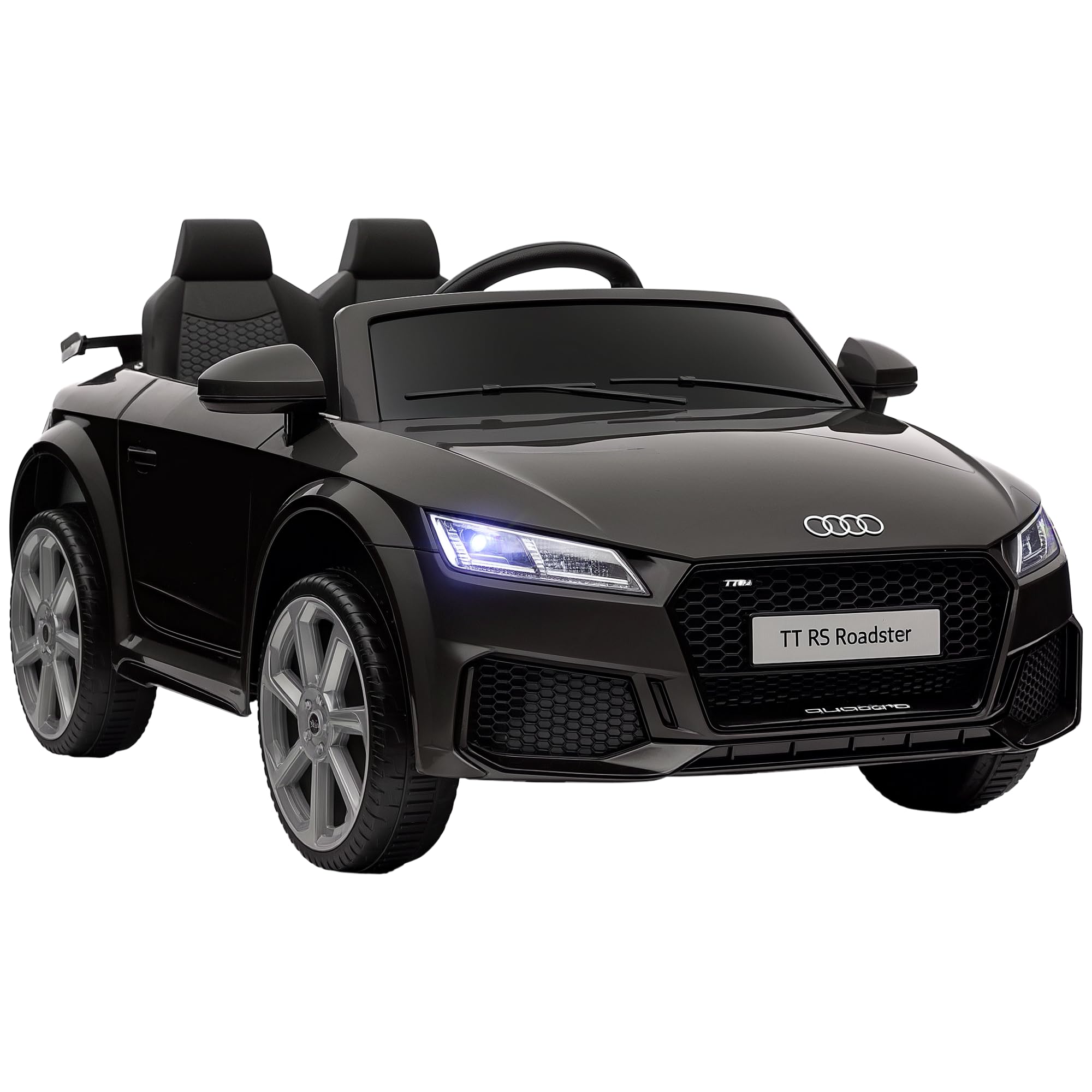 HOMCOM Audi TT RS Licensed 12V Kids' Electric Ride on, Electric Car for Kids with Parental Remote Forward Reverse, Lights, Horn, Music, MP3 Player, Seatbelt, Black