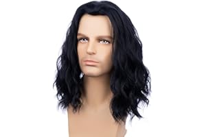 WAVELNM Boys Black Wig Child Long Black Wigs for Boys Kids Curly Wavy Wig Kids Daily Party Halloween Synthetic Wigs