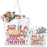 Bulyoou 2 Pcs Valentine's Day Theater Gifts for Musical Theater Lovers Women Makeup Bag and Tote Bag Retro Flower Comedy Mask Tote for Valentine's Day Woman Mom Drama Student Birthday Gifts