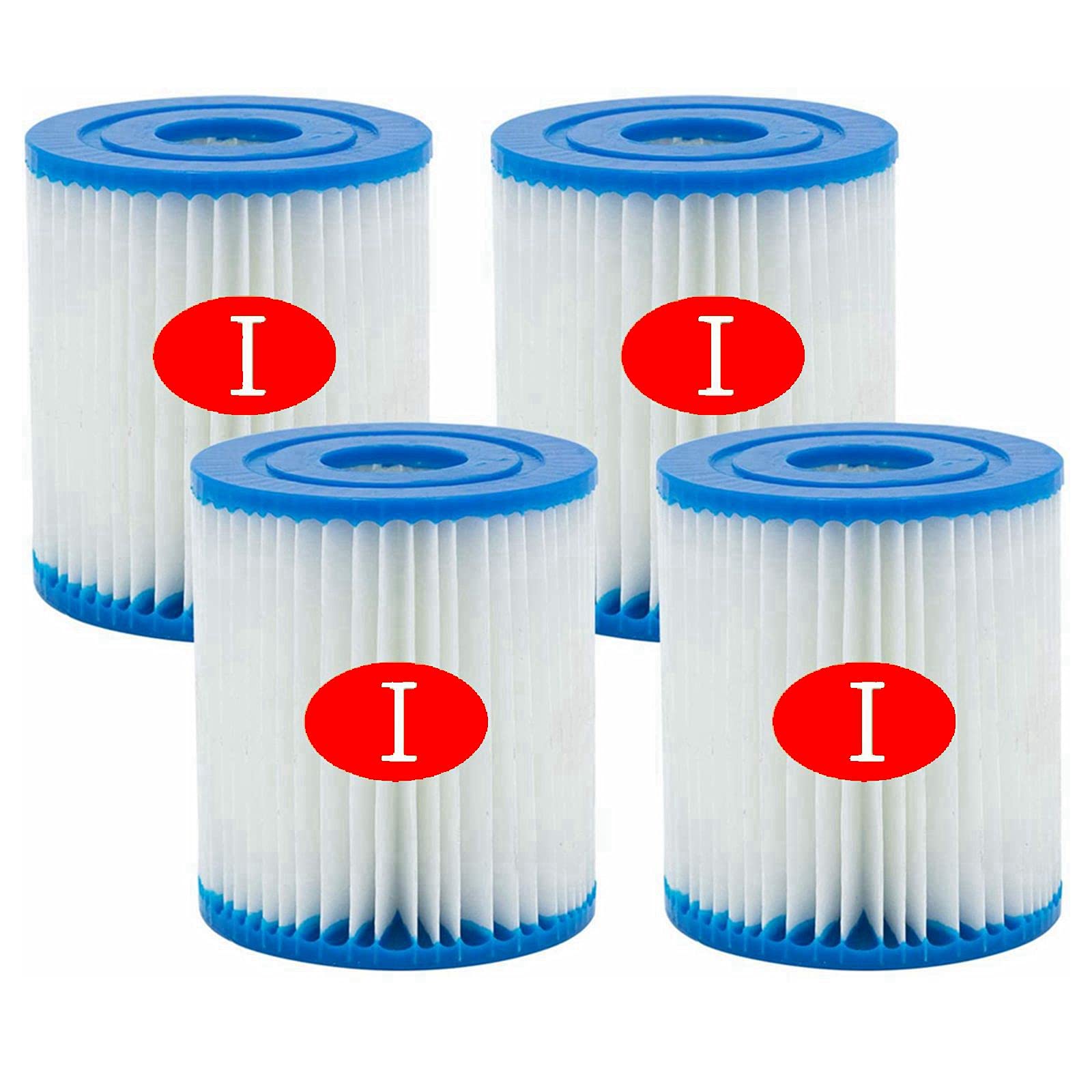 Mscomft For Bestway Pool Filter Cartridge Size 1,Filters Cartridge for Inflatable Swimming Pool,3.1 x 3.5 Inch Replacement Easy Filter Cartridge for Bestway Type I (4 Pack)