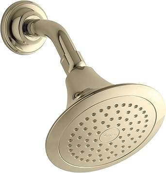 Kohler 10282 Ak Af Forte 2 5 Gpm Single Function Wall Mount Showerhead With Katalyst Spray Vibrant French Gold Fixed Showerheads Amazon Com