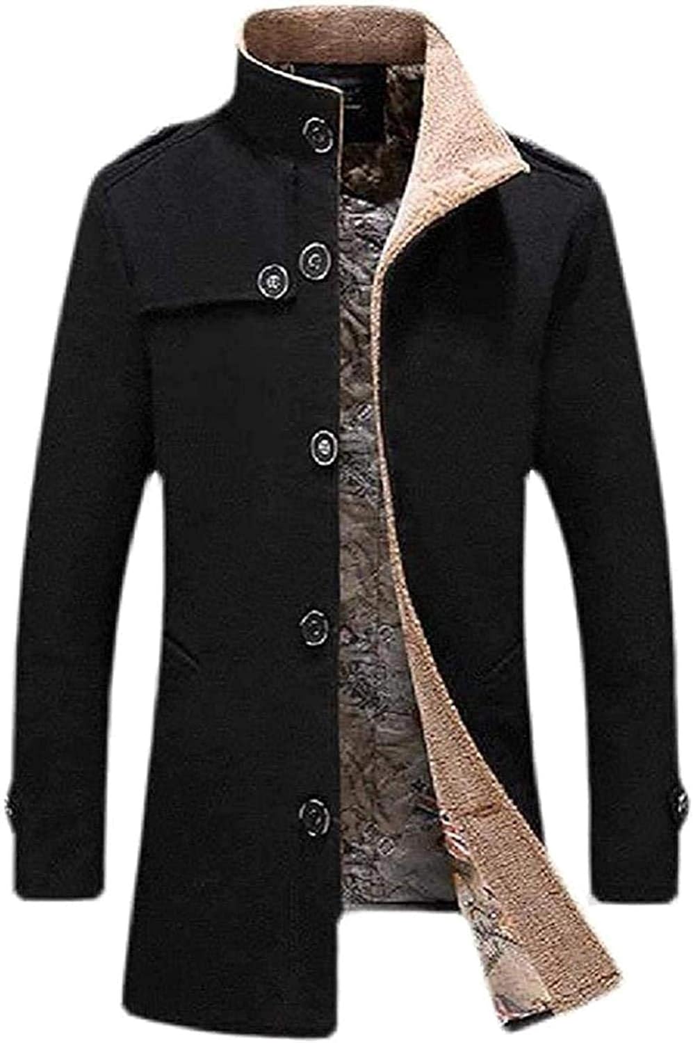 Mens Wool Overcoat Work Office Winter Classic Fit Trenchcoats Long Coat Jacket Peacoat: Amazon 