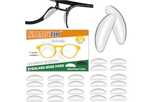SMARTTOP Adhesive Nose Pad,12 Pairs 1.3mm Ultra Thin Stick On Eyeglass Nose pad with Super Sticky Backing, Silicone Anti-Slip for Glasses Sunglasses