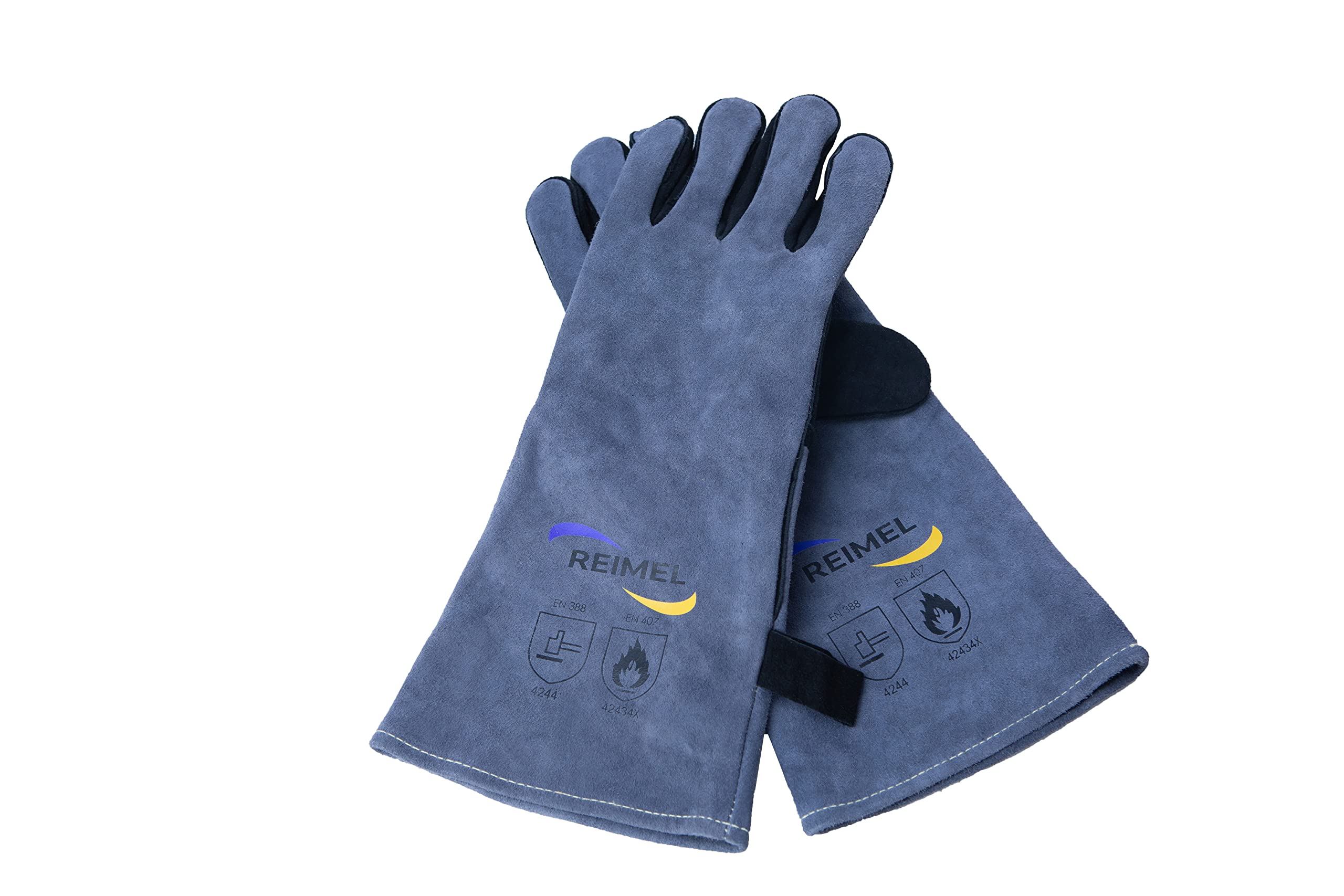 REIMEL Heavy Duty Leather Work Gloves – Thorn Proof Gauntlets for Gardening & Landscaping – Heat Resistant Hand Protection for BBQ, Wood Stoves, Fireplaces & Animal Handling