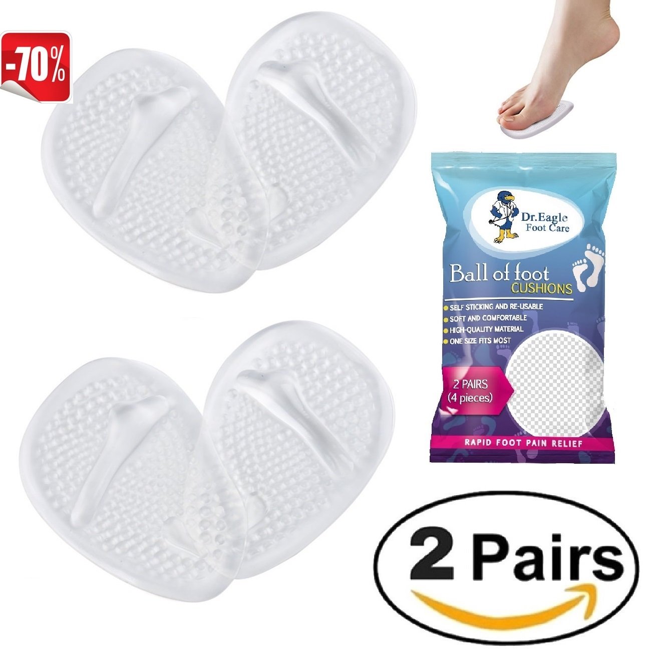Medical Gel Forefoot Ball of Foot Cushions Shoe Insoles