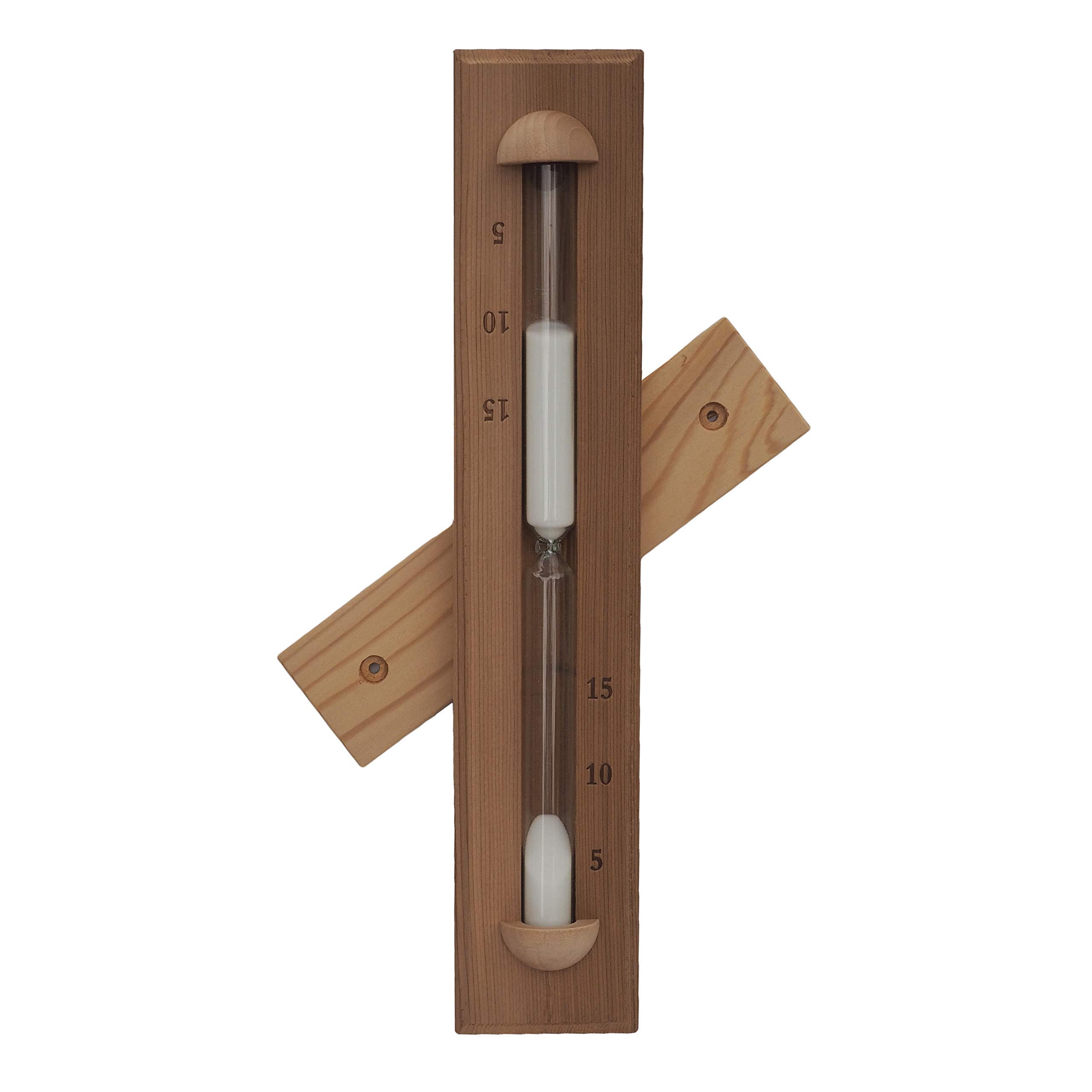 HSE Deluxe Cedar Wall-Mounted Rotating Sauna Sand Timer (15 Minutes, White)